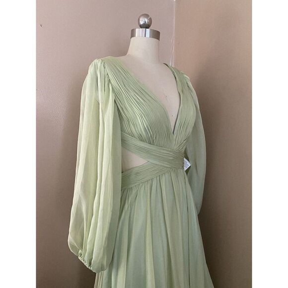 Mac Duggal Sz 8 Lace Up Chiffon Ruffle Tiered Goddess Gown Maxi Dress NWT $598 - Picture 6 of 15